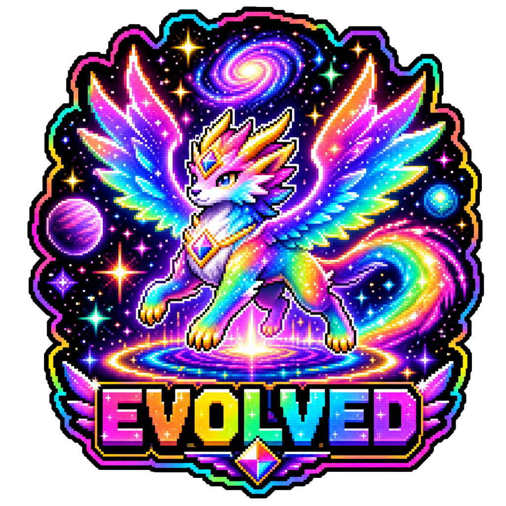 Cosmic Evolve pixel art sticker