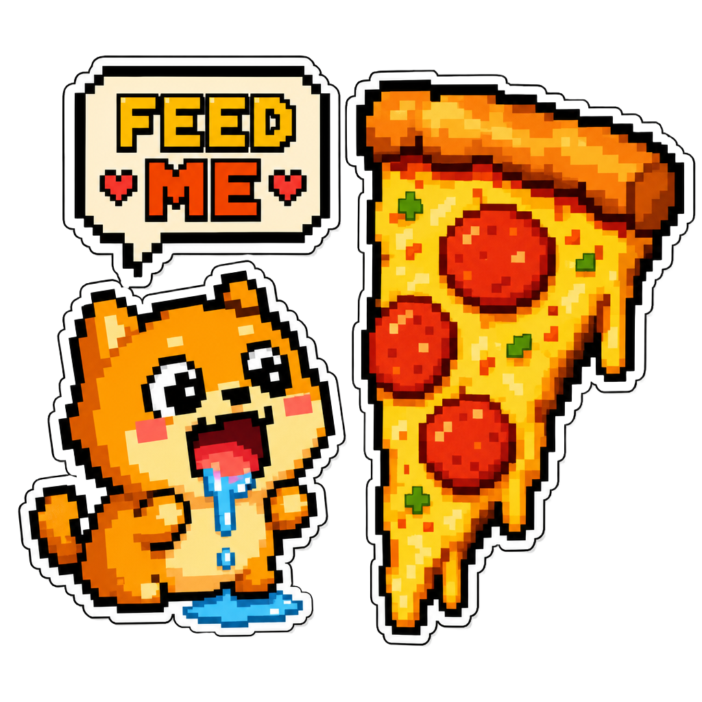 Feed Me pixel art sticker